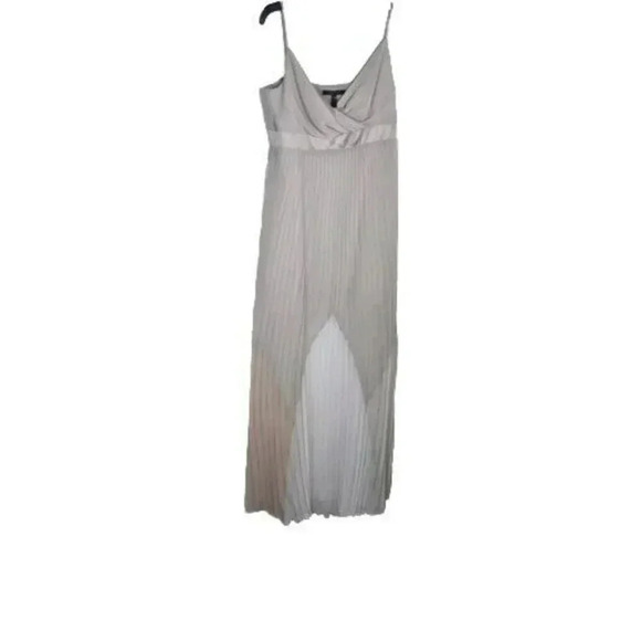 BCBG MAXAZRIA EVELYNE Size 14 Neutral Pleated Colorblock Impire Waist Maxi Dress - Picture 1 of 14